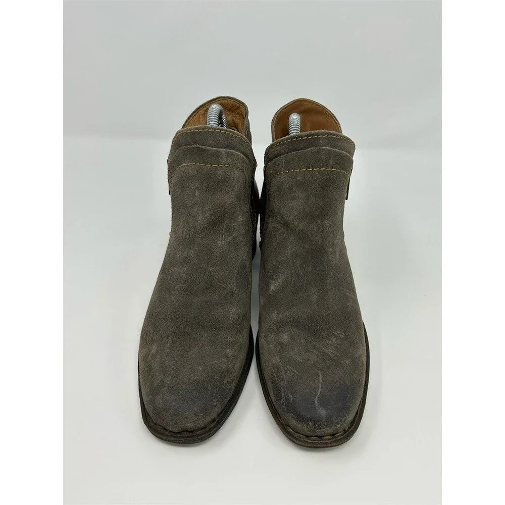 Born Malta II Womens Ankle Booties Taupe Gray Side Zip Block Heel Size 6